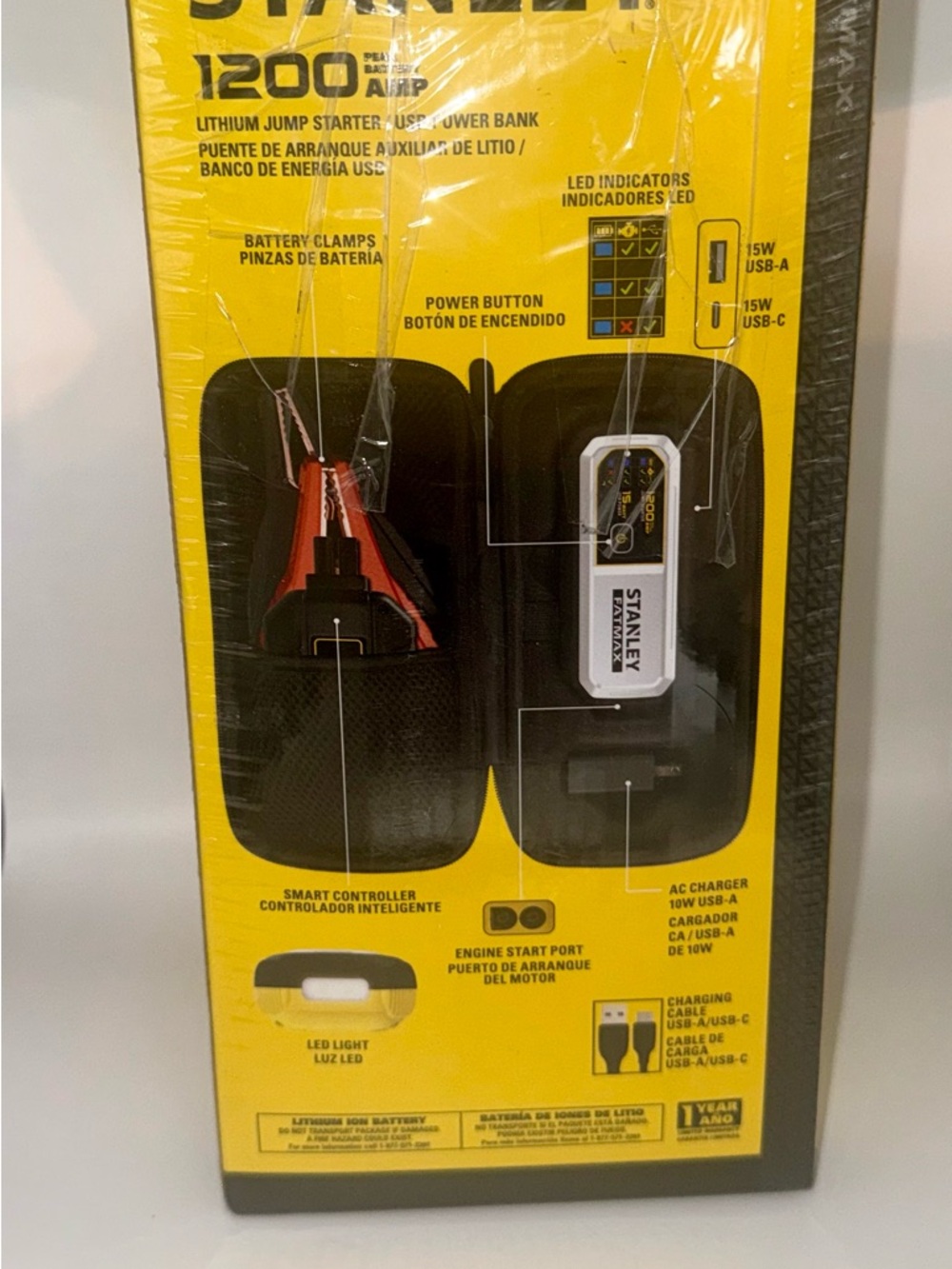 Stanley Yellow/Black 1200A Lithium Jump Starter Power Bank